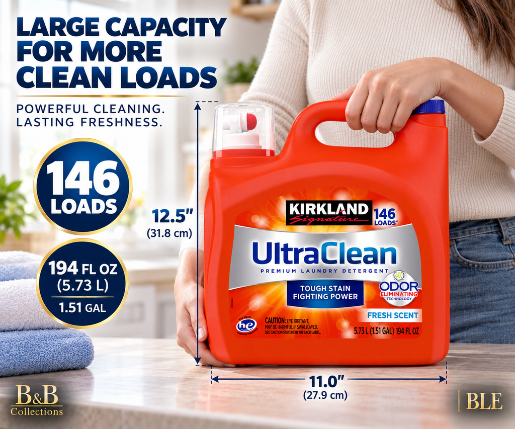 Kirkland Signature UltraClean HE Liquid Laundry Detergent, Fresh Scent, 146 Loads, 194 fl oz
