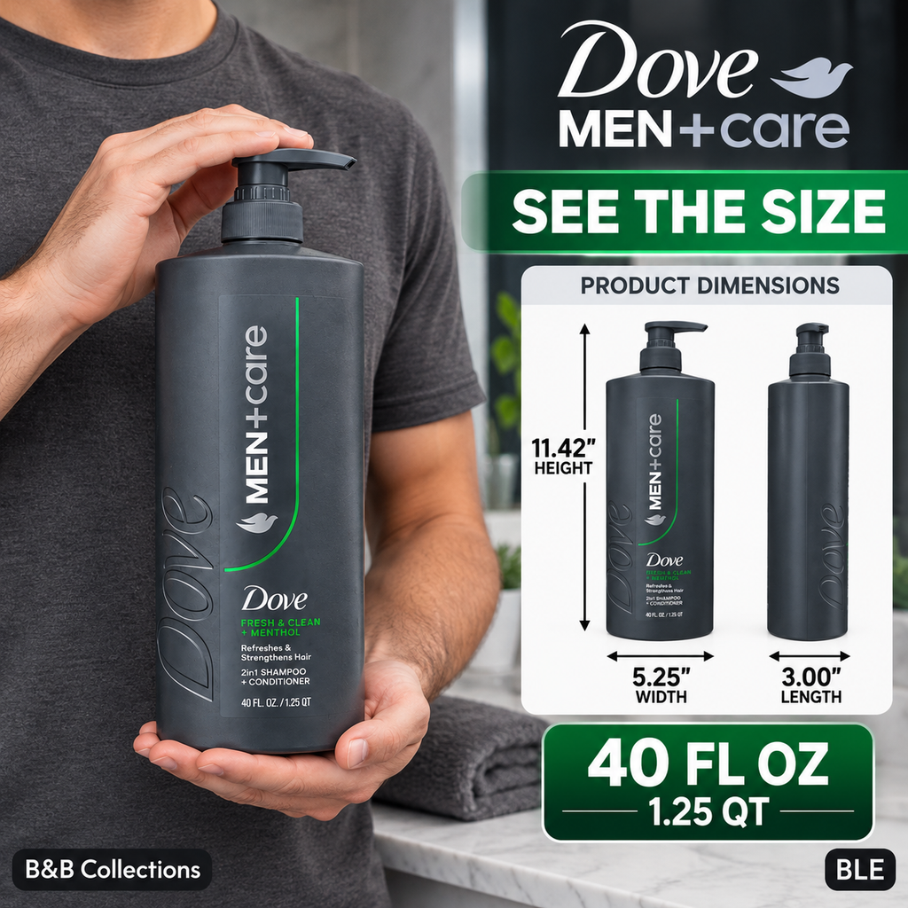 Dove Men+Care Fresh & Clean + Menthol 2-in-1 Shampoo + Conditioner, Refreshes & Strengthens Hair, 40 fl oz
