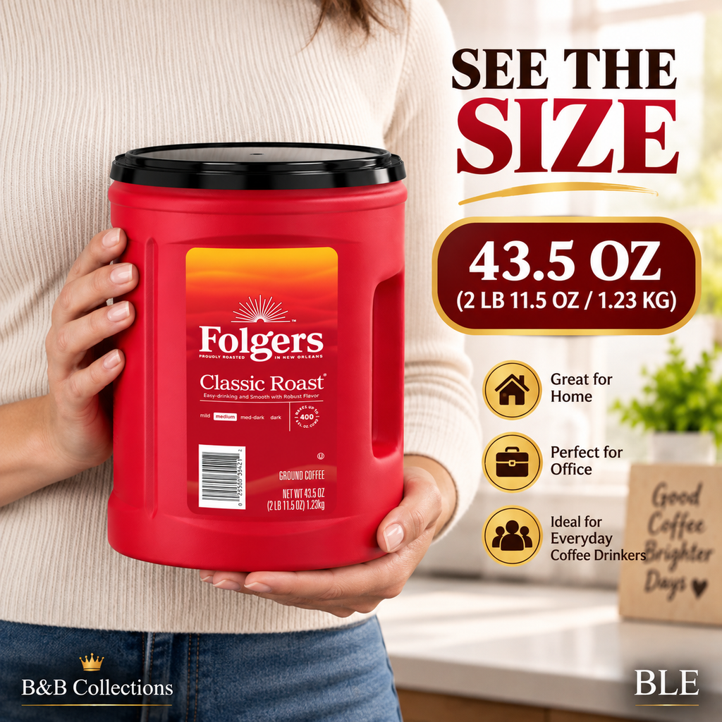 Folgers Classic Roast Ground Coffee, Medium Roast, 43.5 oz Canister