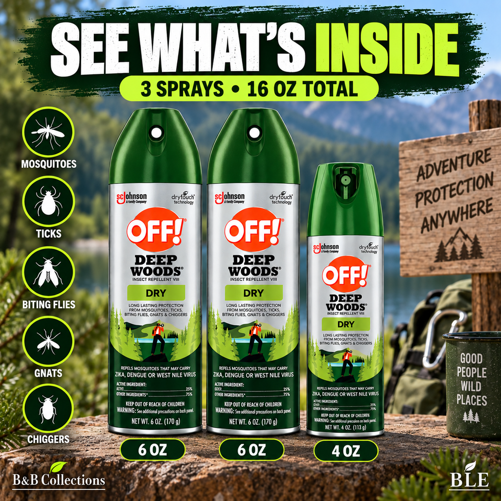 OFF! Deep Woods Dry Insect Repellent VIII, 3-Pack Value, 2 × 6 oz + 1 × 4 oz, Up to 8 Hours Mosquito Protection