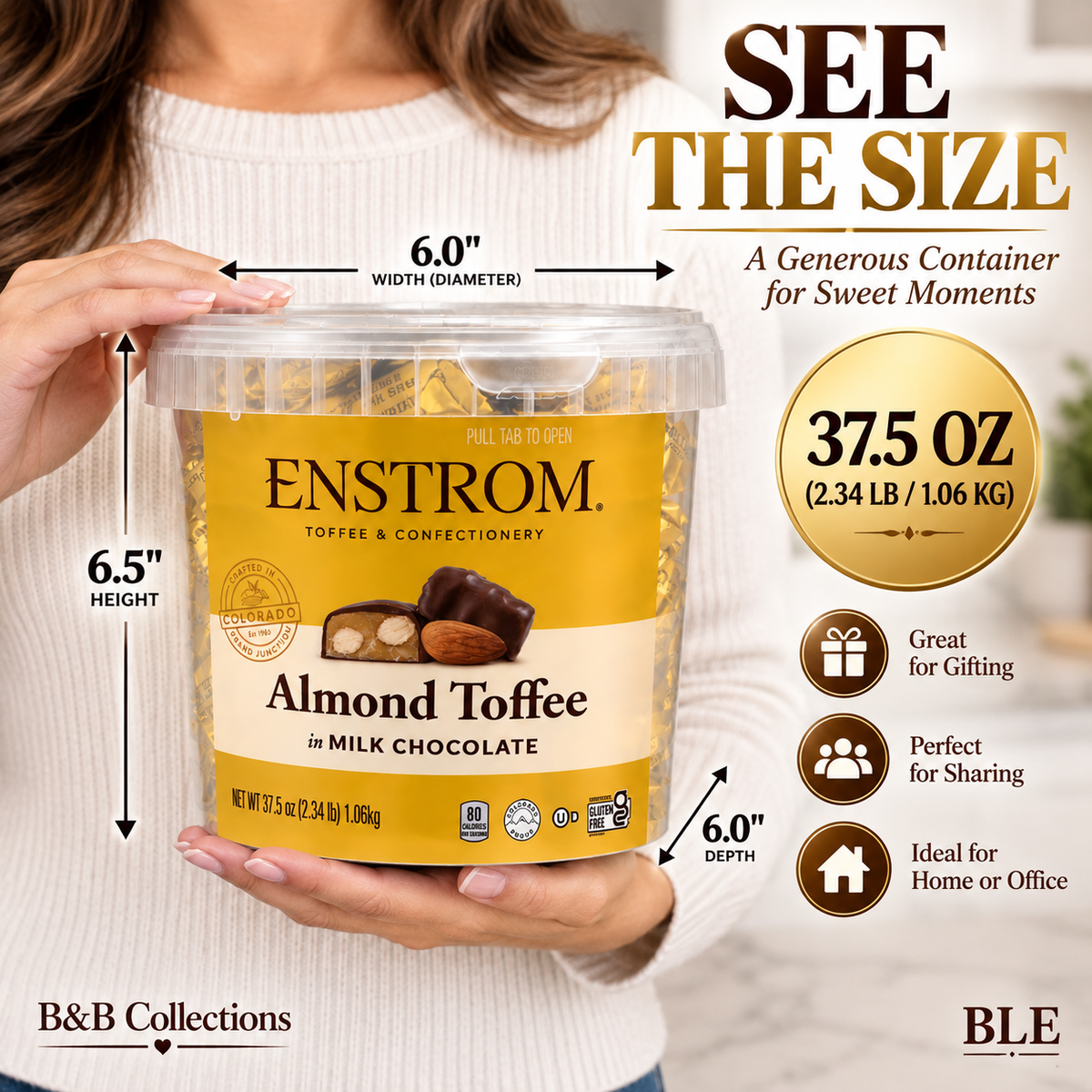 Enstrom Almond Toffee Petites in Milk Chocolate, Individually Wrapped, 37.5 oz