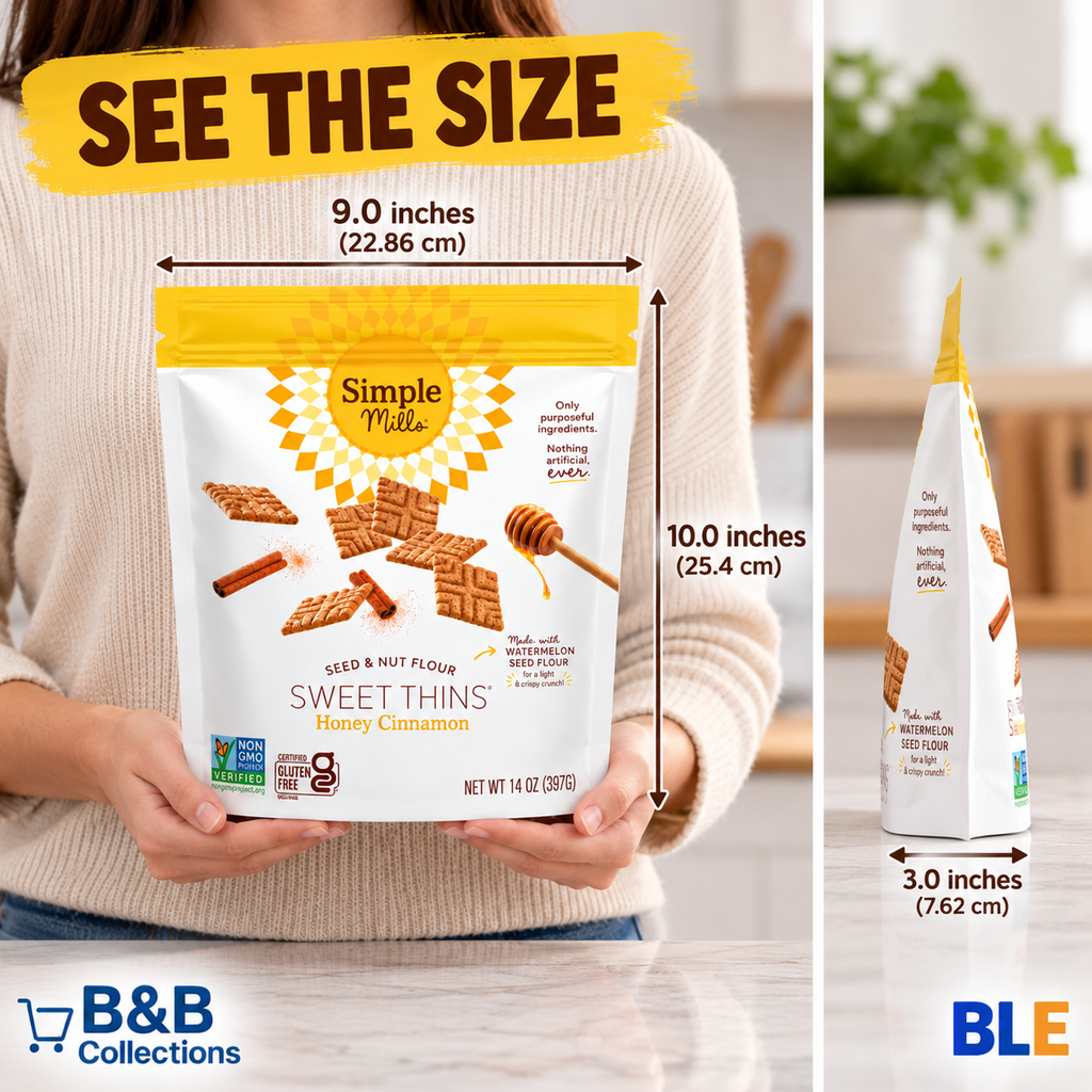 Simple Mills Sweet Thins Honey Cinnamon Cookies, Seed & Nut Flour, Gluten Free, Non-GMO, Paleo Friendly, 14 oz