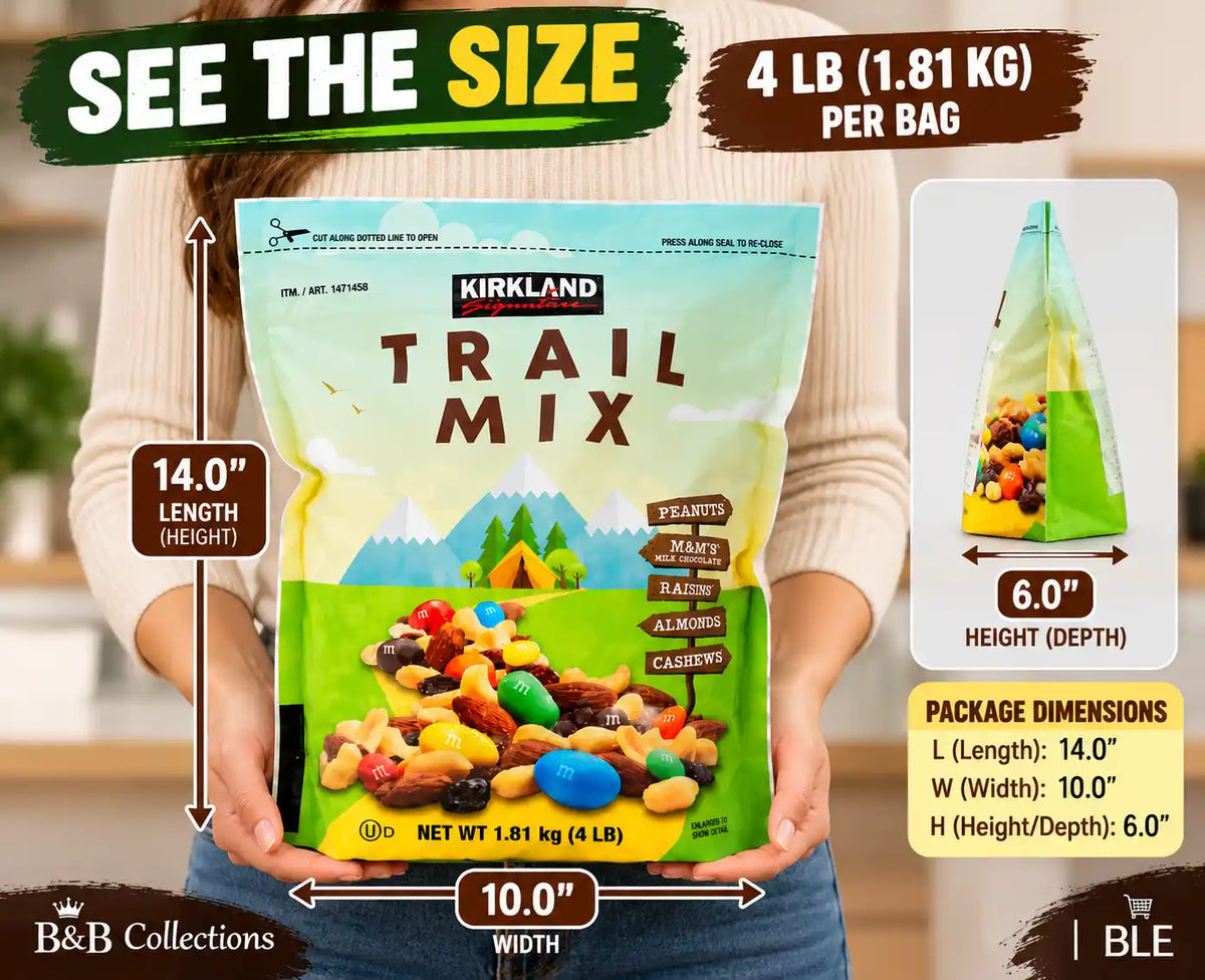 Kirkland Signature Trail Mix, Peanuts, M&M’s, Raisins, Almonds & Cashews, 4 lb Bags, 3 Pack, 12 lb Total