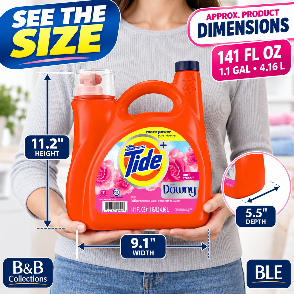Tide Ultra Concentrated Liquid Laundry Detergent with Downy, April Fresh, HE Compatible, 111 Loads, 141 fl oz