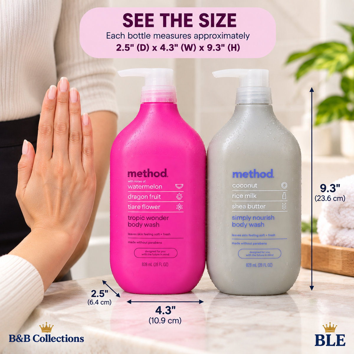 Method Body Wash 2-Pack, Tropic Wonder & Simply Nourish, 28 fl oz Each, Paraben-Free Body Wash with Watermelon, Coconut Milk & Shea Butter, 56 fl oz Total