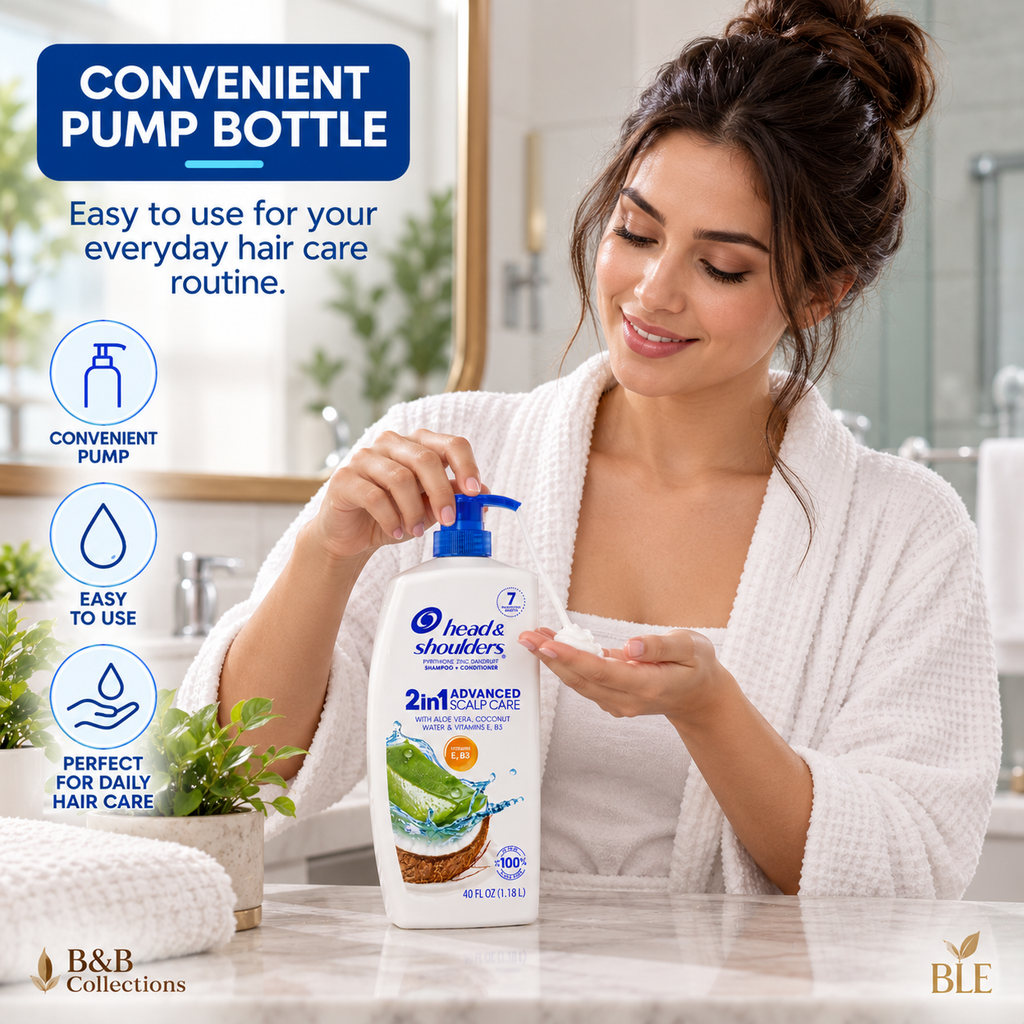 Head & Shoulders 2-in-1 Advanced Scalp Care Anti-Dandruff Shampoo & Conditioner with Aloe & Coconut Water, Vitamin E & B3, 40 fl oz