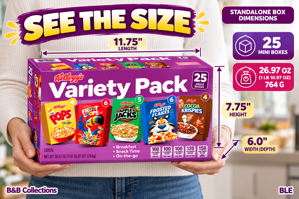 Kellogg’s Cereal Variety Pack, 25 Mini Boxes, 5 Assorted Flavors, 26.97 oz