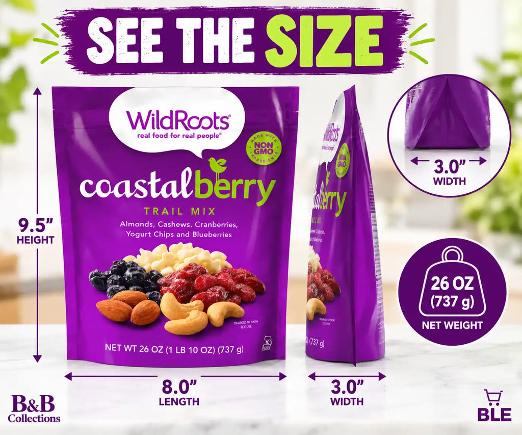 WildRoots Coastal Berry Trail Mix, Almonds, Cashews, Cranberries, Yogurt Chips & Blueberries, Non-GMO, 26 oz (737 g)