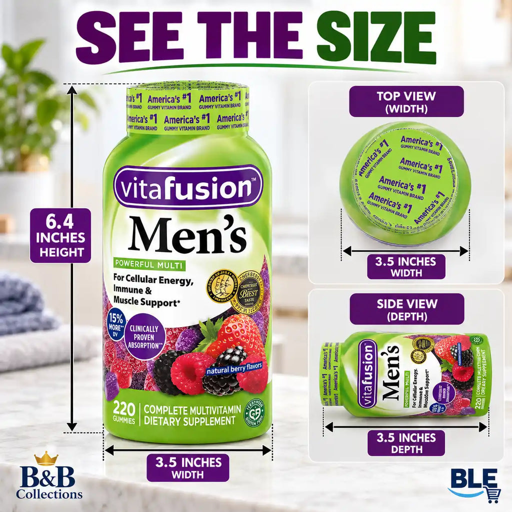 vitafusion Men's Complete Multivitamin Gummies, Natural Berry Flavors, Cellular Energy, Immune & Muscle Support, 220 Count