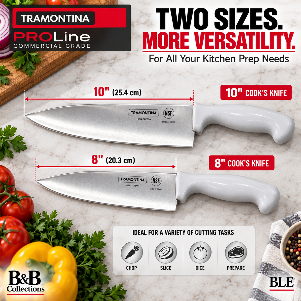 Tramontina PRO Line Commercial Grade Cook’s Knife Set, 8" & 10", High-Carbon Stainless Steel, 2-Piece