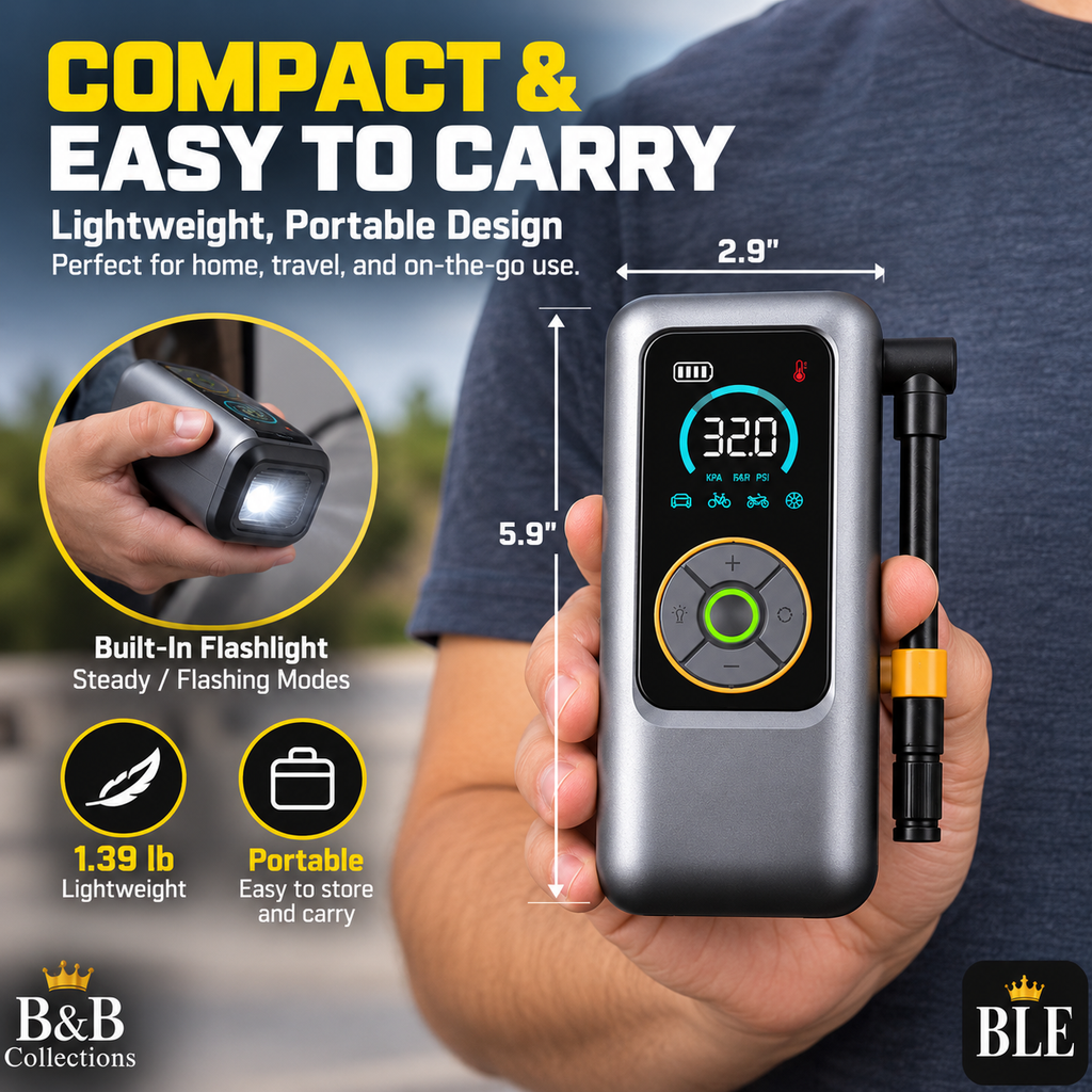Fanttik X11 Pro Portable Tire Inflator, Cordless Rechargeable Air Compressor, 150 PSI Digital Tire Pump with LED Flashlight for Cars, Bikes, Motorcycles & Balls