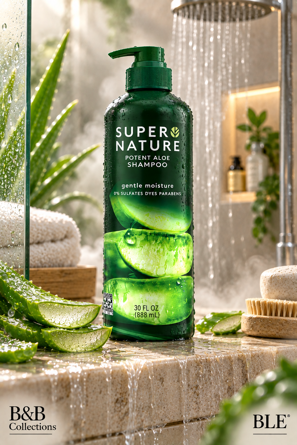 Super Nature Potent Aloe Gentle Moisture Shampoo – Sulfate & Paraben Free, Hydrating Hair Care, 30 fl oz (888 mL)