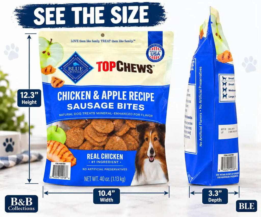Blue Buffalo Top Chews Chicken & Apple Recipe Sausage Bites Dog Treats, Real Chicken #1 Ingredient, 40 oz (2.5 lb)