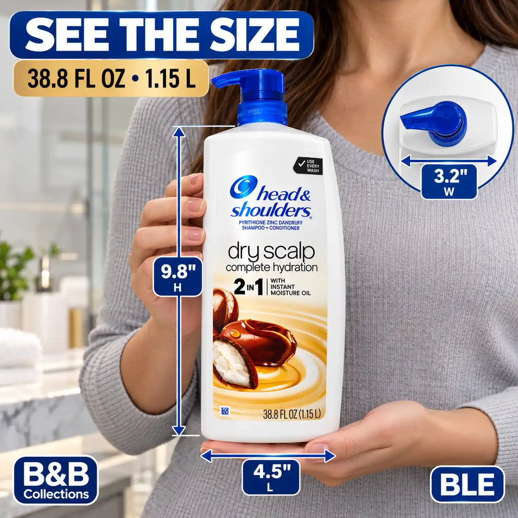 Head & Shoulders Dry Scalp Complete Hydration 2-in-1 Shampoo + Conditioner with Instant Moisture Oil, 38.8 fl oz (1.15 L)
