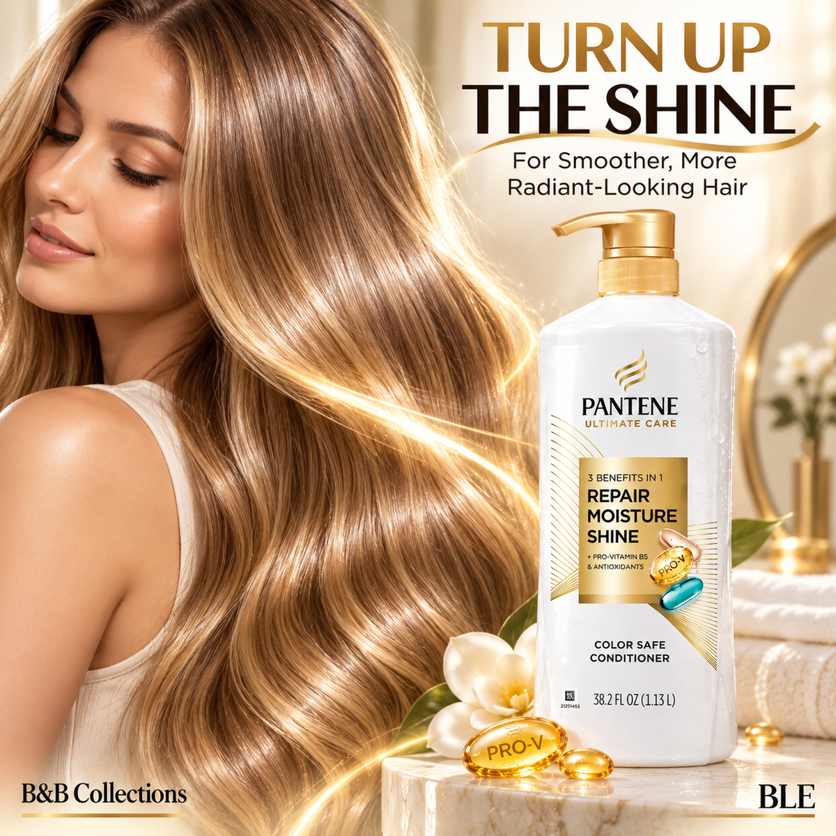 Pantene Pro-V Ultimate Care Repair, Moisture & Shine Conditioner, Color Safe, 38.2 fl oz