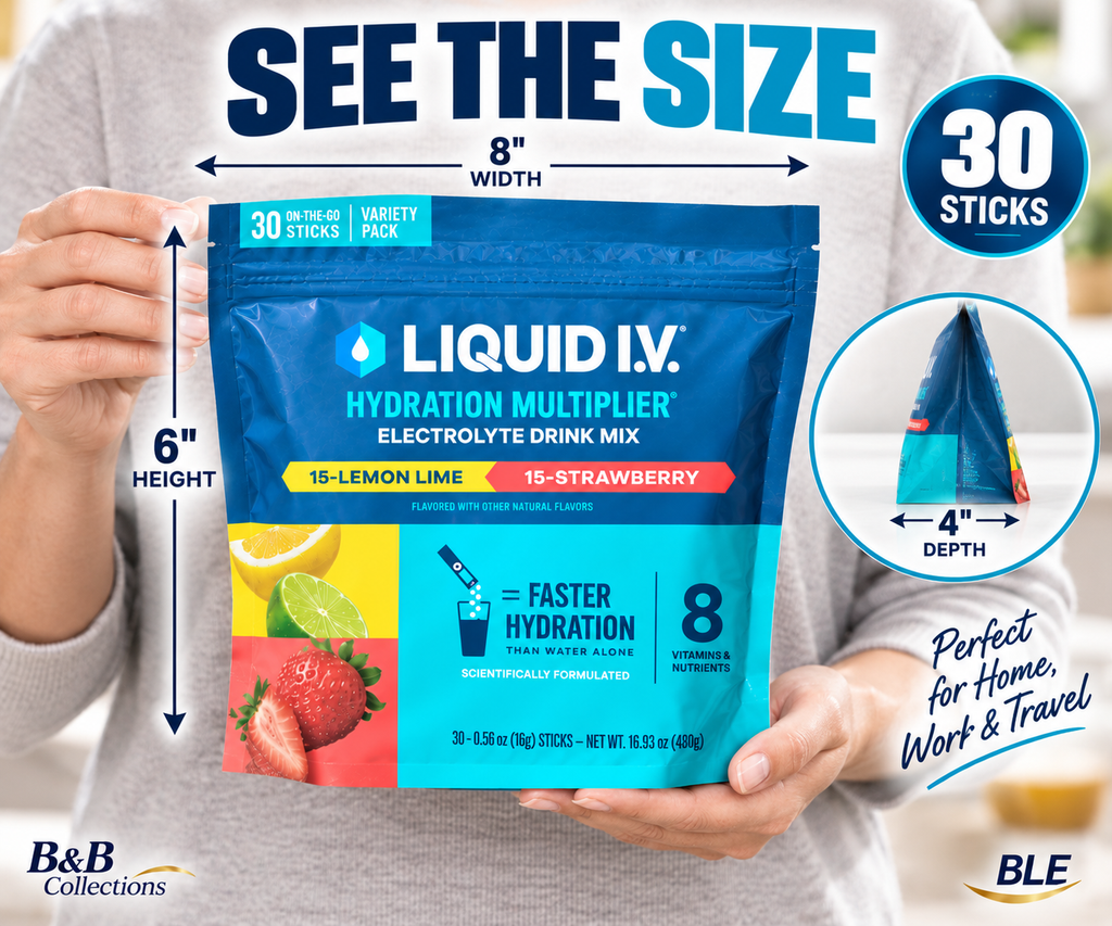 Liquid I.V. Hydration Multiplier Electrolyte Drink Mix, Lemon Lime & Strawberry Variety Pack, 30 Sticks