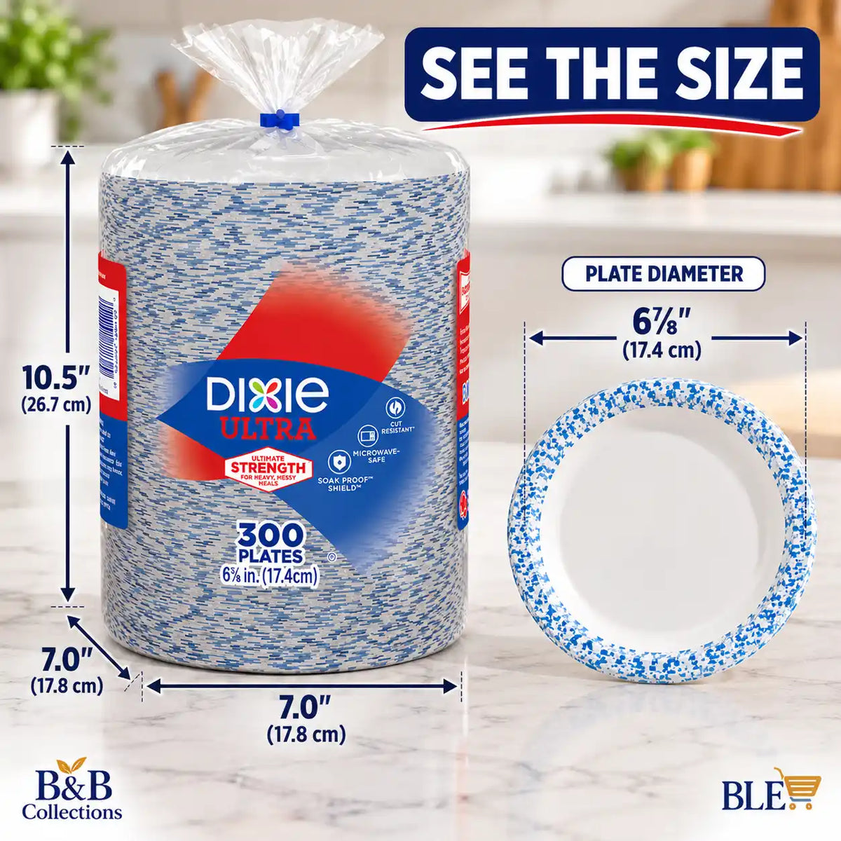 Dixie Ultra Heavy Duty Paper Plates, 6⅞ Inch (17.4 cm), Disposable Plates, 300 Count