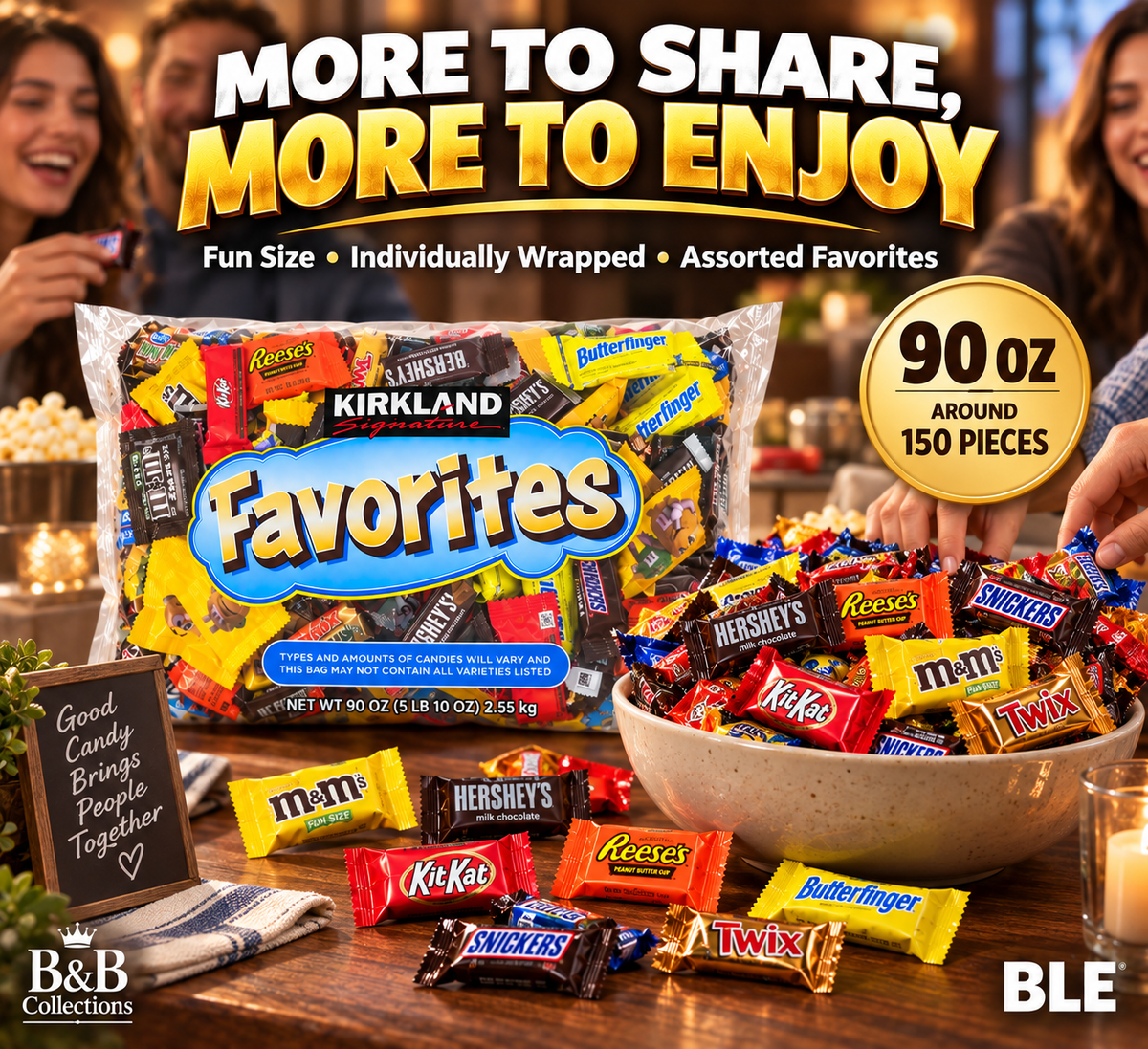 Kirkland Signature Favorites Chocolate Candy Variety Pack, Fun Size Individually Wrapped, Approx. 150 Pieces, 90 oz