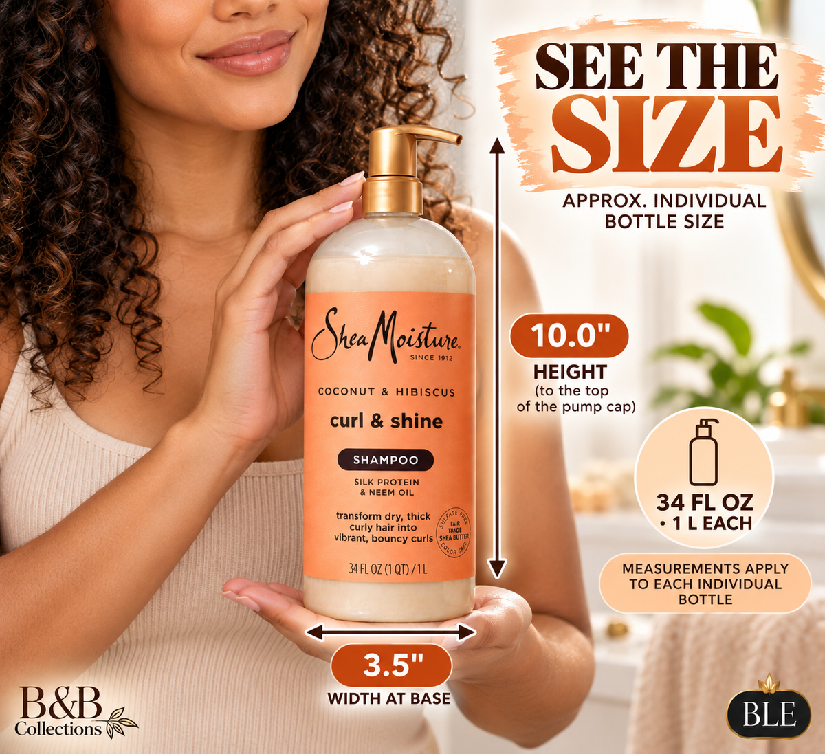 SheaMoisture Coconut & Hibiscus Curl & Shine Shampoo & Conditioner Set, Silk Protein & Neem Oil, 34 fl oz Each, 2 Count, 68 fl oz Total