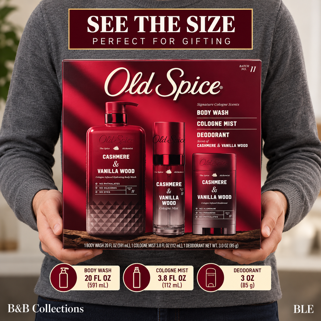 Old Spice The Spice Alchemist Cashmere & Vanilla Wood 3-Piece Gift Set, Body Wash 20 fl oz, Cologne Mist 3.8 fl oz & Deodorant 3 oz