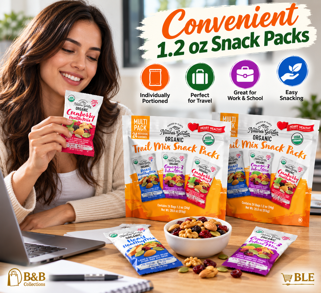 Nature's Garden Organic Trail Mix Snack Packs, 48 Individual Bags, 2-Pack, Heart Healthy Nut & Fruit Mix Variety, 1.2 oz Each