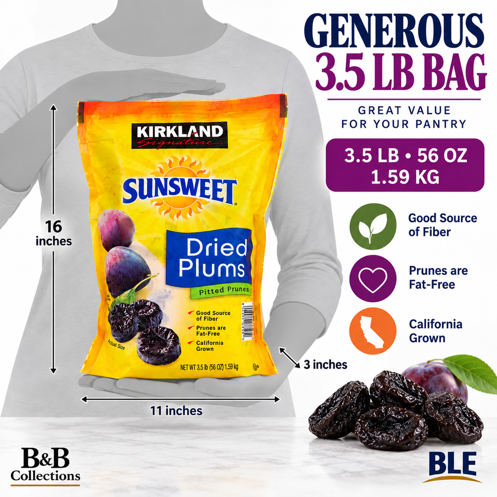 Kirkland Signature Sunsweet Whole Dried Plums, Pitted Prunes, 3.5 lb