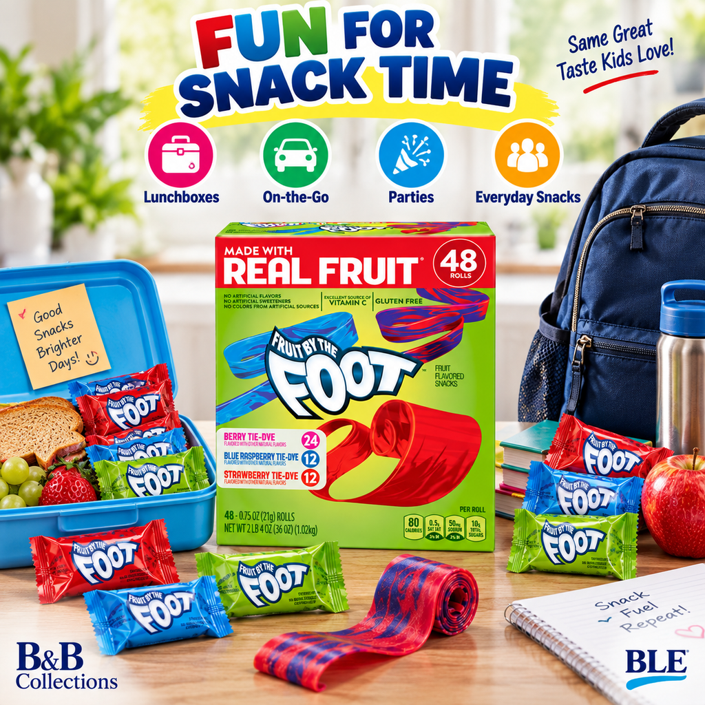 General Mills Fruit by the Foot Fruit Flavored Snacks, Variety Pack, 0.75 oz Rolls, 48 Count