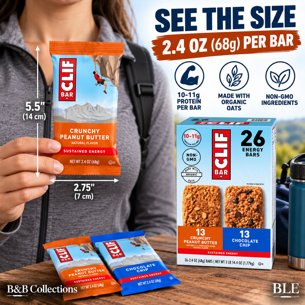 CLIF BAR Energy Bar Variety Pack, Crunchy Peanut Butter & Chocolate Chip, 2.4 oz Each, 26 Count