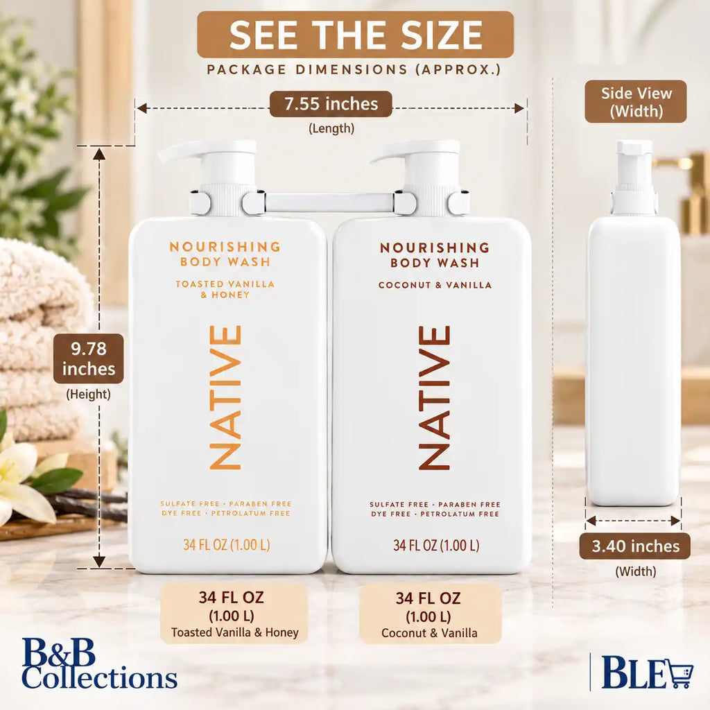 Native Nourishing Body Wash Variety 2-Pack, Toasted Vanilla & Honey + Coconut & Vanilla, Sulfate-Free, Paraben-Free, 34 fl oz Each, 68 fl oz Total