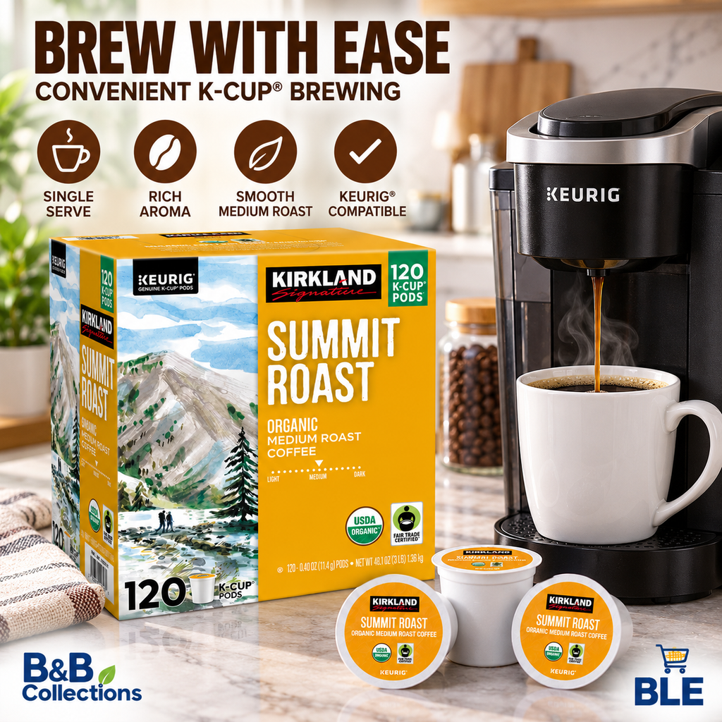 Kirkland Signature Summit Roast Organic Medium Roast Coffee, Keurig K-Cup Pods, USDA Organic, Fair Trade Certified, 120 Count