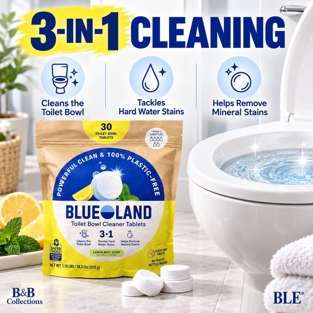 Blueland Toilet Bowl Cleaner Tablets, Lemon Mint Scent, 30 Count, 3-in-1 Plastic-Free Toilet Cleaning Tablets for Hard Water & Mineral Stains