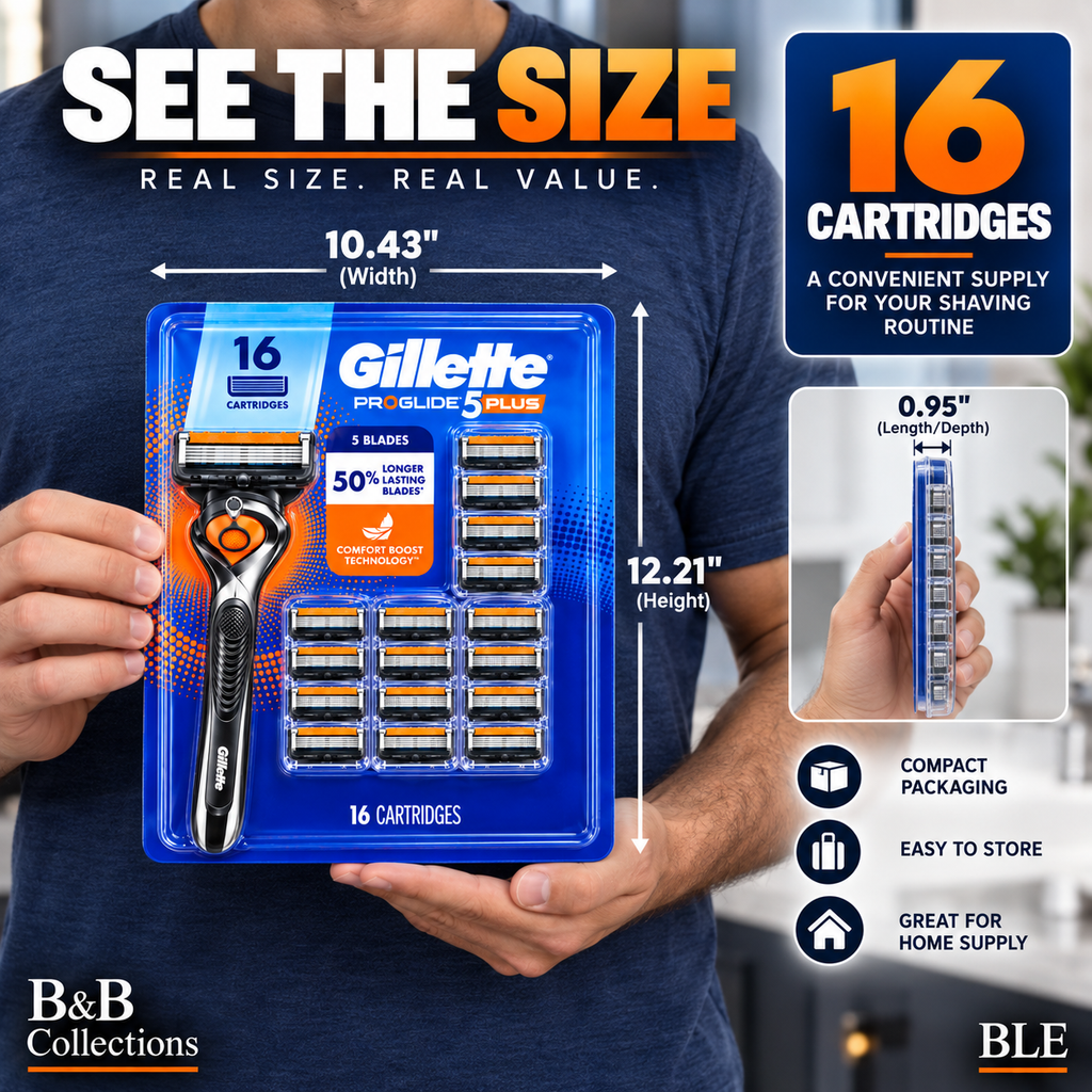 Gillette ProGlide 5 Plus Men’s Razor with 16 Cartridges, 5-Blade Shaving System, Comfort Boost Technology & Precision Trimmer