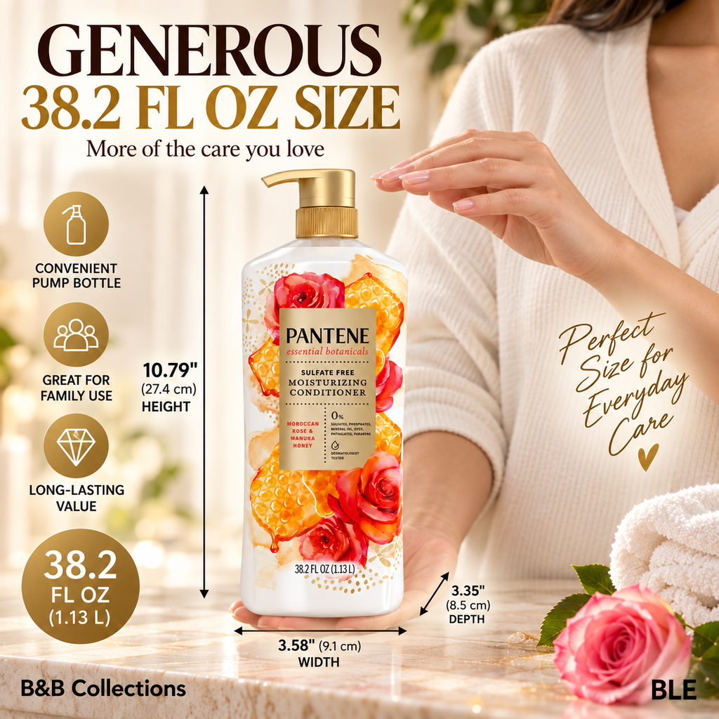 Pantene Essential Botanicals Moisturizing Conditioner with Moroccan Rose & Manuka Honey, Sulfate Free, 38.2 fl oz