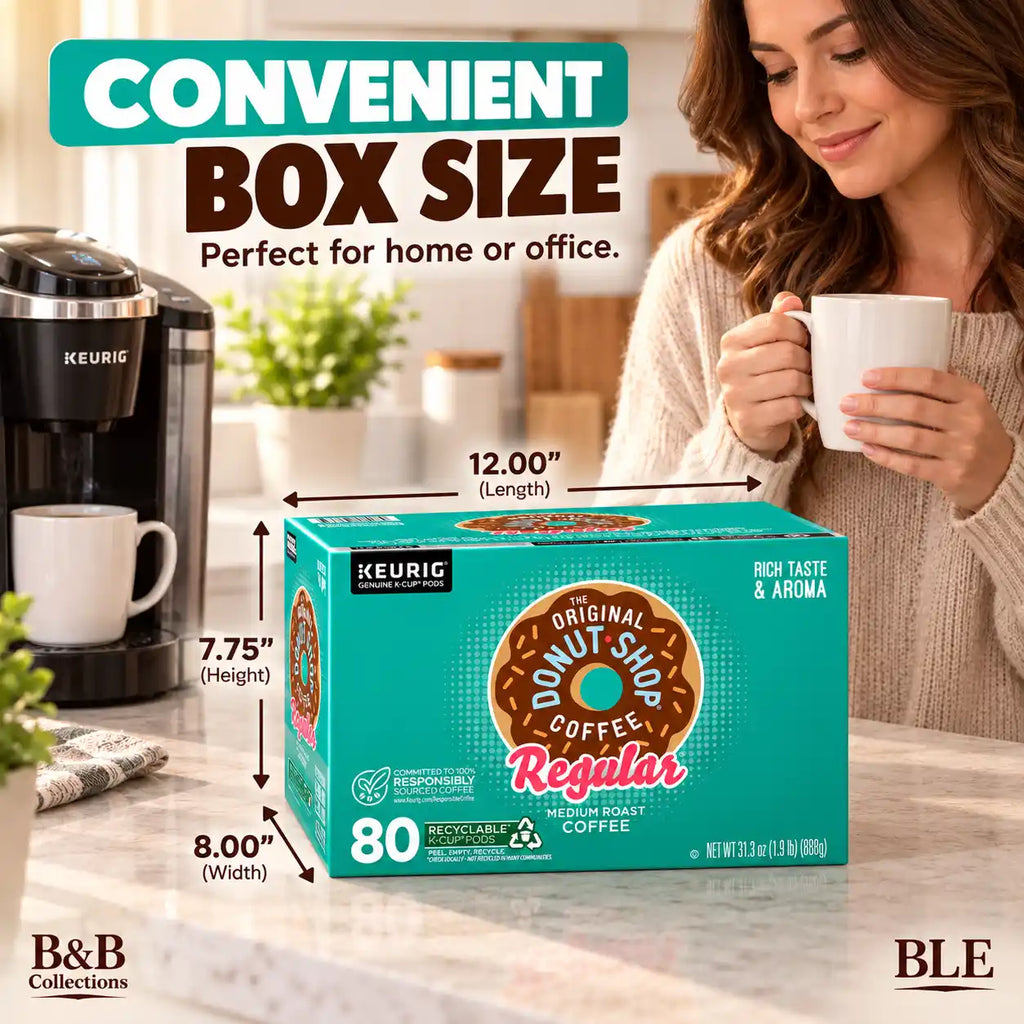 The Original Donut Shop Regular Medium Roast Coffee, Keurig Genuine K-Cup Pods, Rich Taste & Aroma, Recyclable Coffee Pods, 80 Count