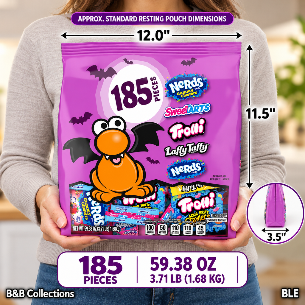 Halloween Assorted Candy Variety Pack, Nerds, SweeTarts, Trolli & Laffy Taffy, 185 Pieces, 59.38 oz (3.71 lb)