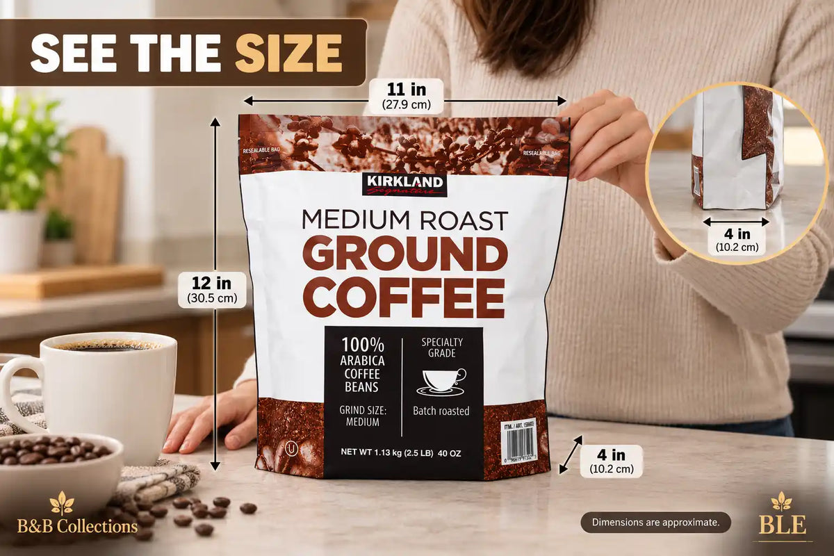 Kirkland Signature Medium Roast Ground Coffee, 100% Arabica Beans, Specialty Grade, Medium Grind, Batch Roasted, 40 oz (2.5 lb), Resealable Bag