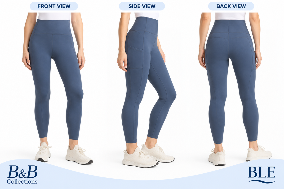 Danskin Women's Streamline Pocket Leggings, High-Waisted Activewear Pants, Light Navy Blue, XX-Large, Regular