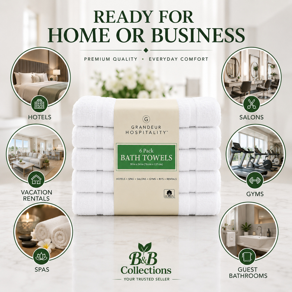 Grandeur Hospitality White Cotton Towels, Bath Towels, Hand Towels & Washcloths, Commercial Hospitality Collection