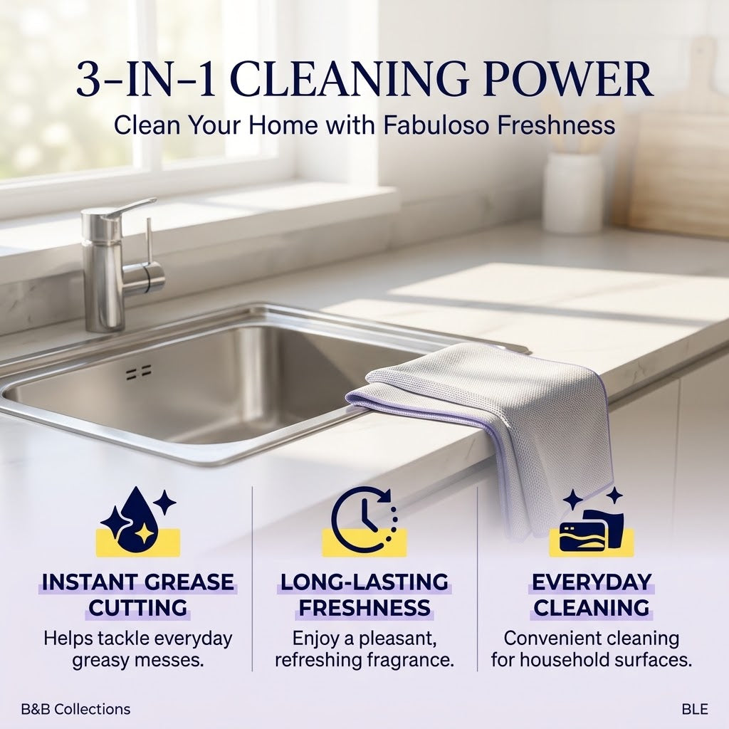 Fabuloso 3-in-1 Multi-Purpose Cleaning Spray, Lemon & Lavender Scents, Instant Grease Cutting, Long-Lasting Freshness, Kitchen & Bathroom Cleaner – Available in Lemon, Lavender & Variety 2-Pack