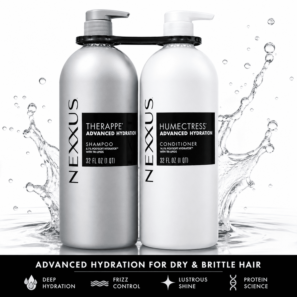 Nexxus Therappe & Humectress Advanced Hydration Shampoo and Conditioner Set, 32 fl oz Each, Deep Moisture System for Dry & Brittle Hair