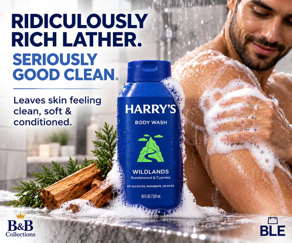Harry’s Wildlands Body Wash, Sandalwood & Cypress, No Sulfates, Parabens or Dyes, 18 fl oz Each, 3 Pack, 54 fl oz Total