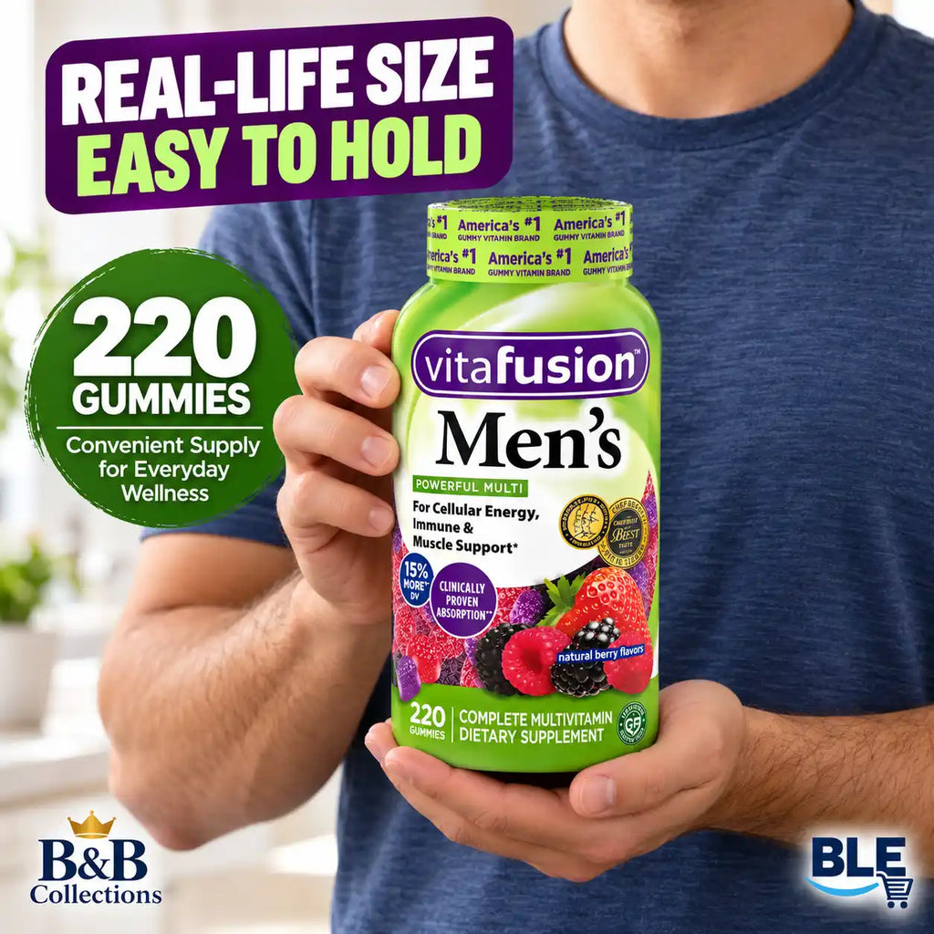 vitafusion Men's Complete Multivitamin Gummies, Natural Berry Flavors, Cellular Energy, Immune & Muscle Support, 220 Count