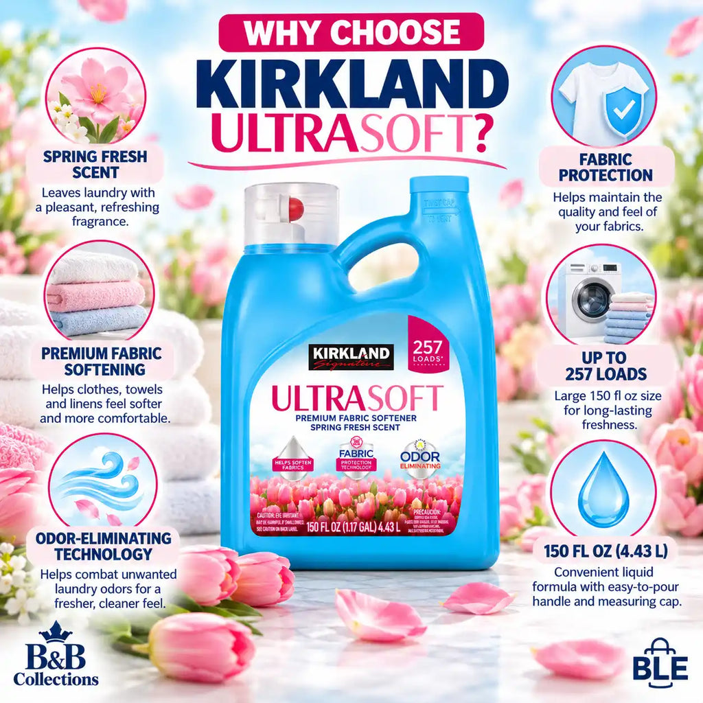 Kirkland Signature UltraSoft Premium Fabric Softener, Spring Fresh Scent, Odor Eliminating, Fabric Protection, 150 fl oz (4.43 L), 257 Loads