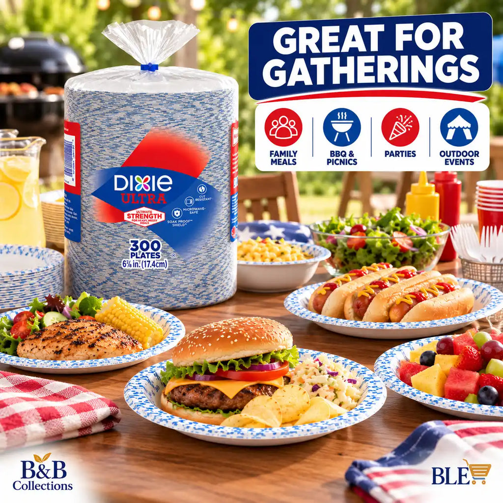 Dixie Ultra Heavy Duty Paper Plates, 6⅞ Inch (17.4 cm), Disposable Plates, 300 Count