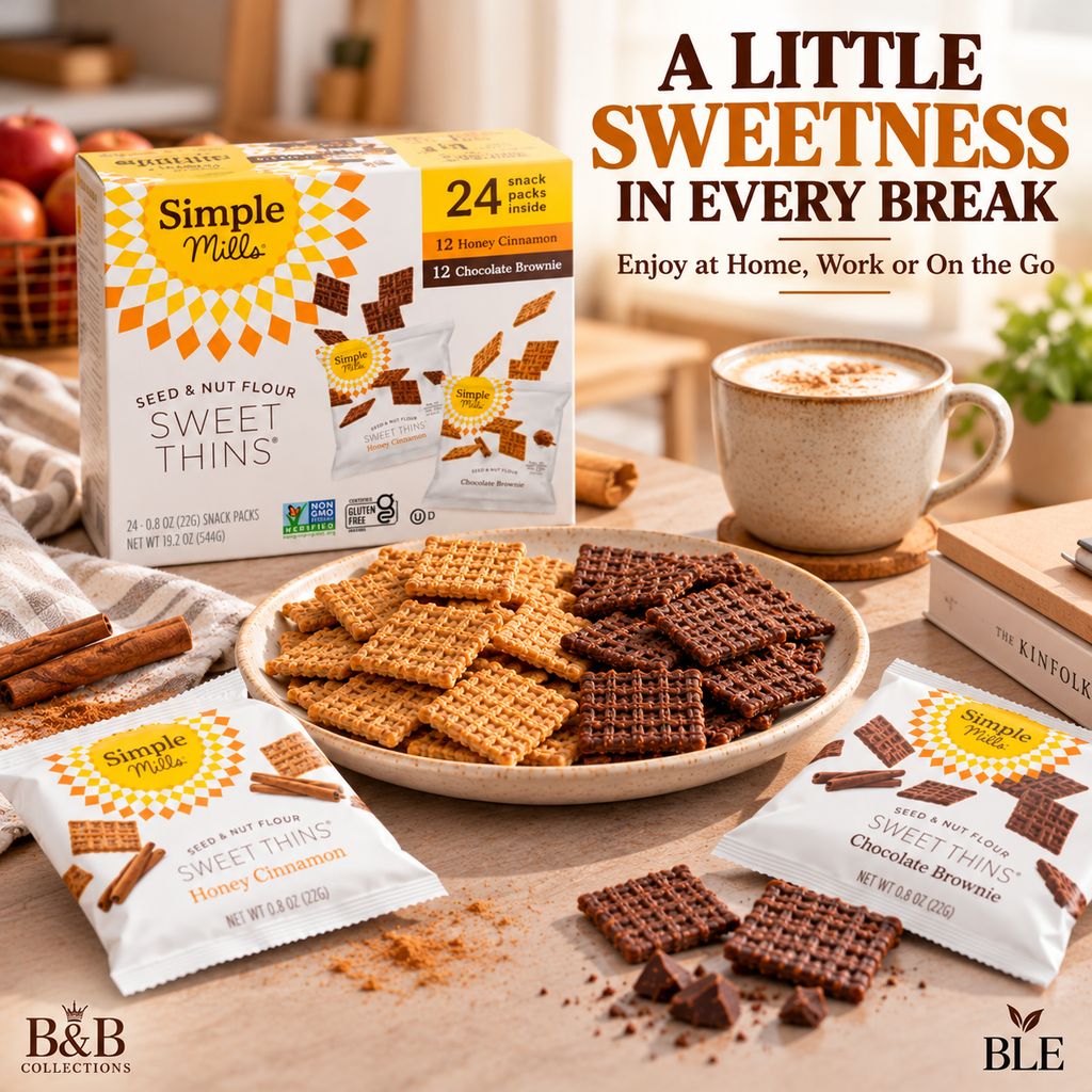 Simple Mills Seed & Nut Flour Sweet Thins Variety Pack, Honey Cinnamon & Chocolate Brownie, Gluten-Free Sweet Snack Crackers, 24 Individual Packs, 19.2 oz