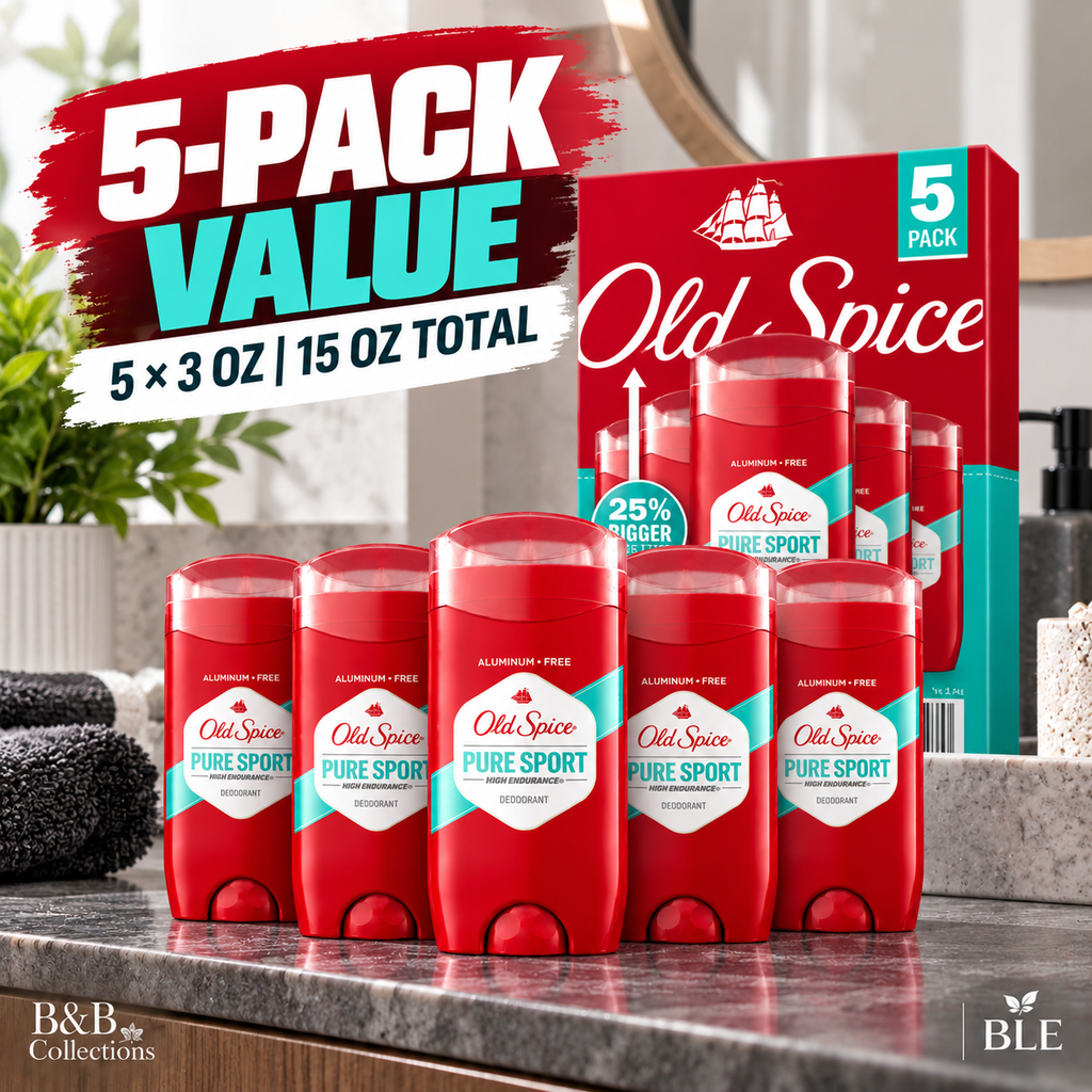 Old Spice High Endurance Pure Sport Deodorant for Men, 48-Hour Odor Protection, Aluminum-Free, 3 oz Each (5 Pack)