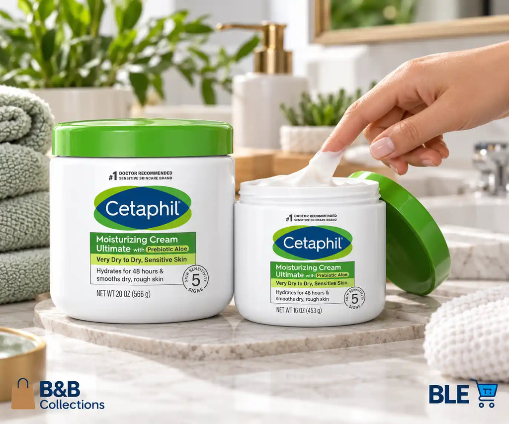 Cetaphil Moisturizing Cream Ultimate with Prebiotic Aloe & Antioxidants, Very Dry to Dry Sensitive Skin, 48-Hour Hydration, 20 oz + 16 oz, 2 Pack, 36 oz Total