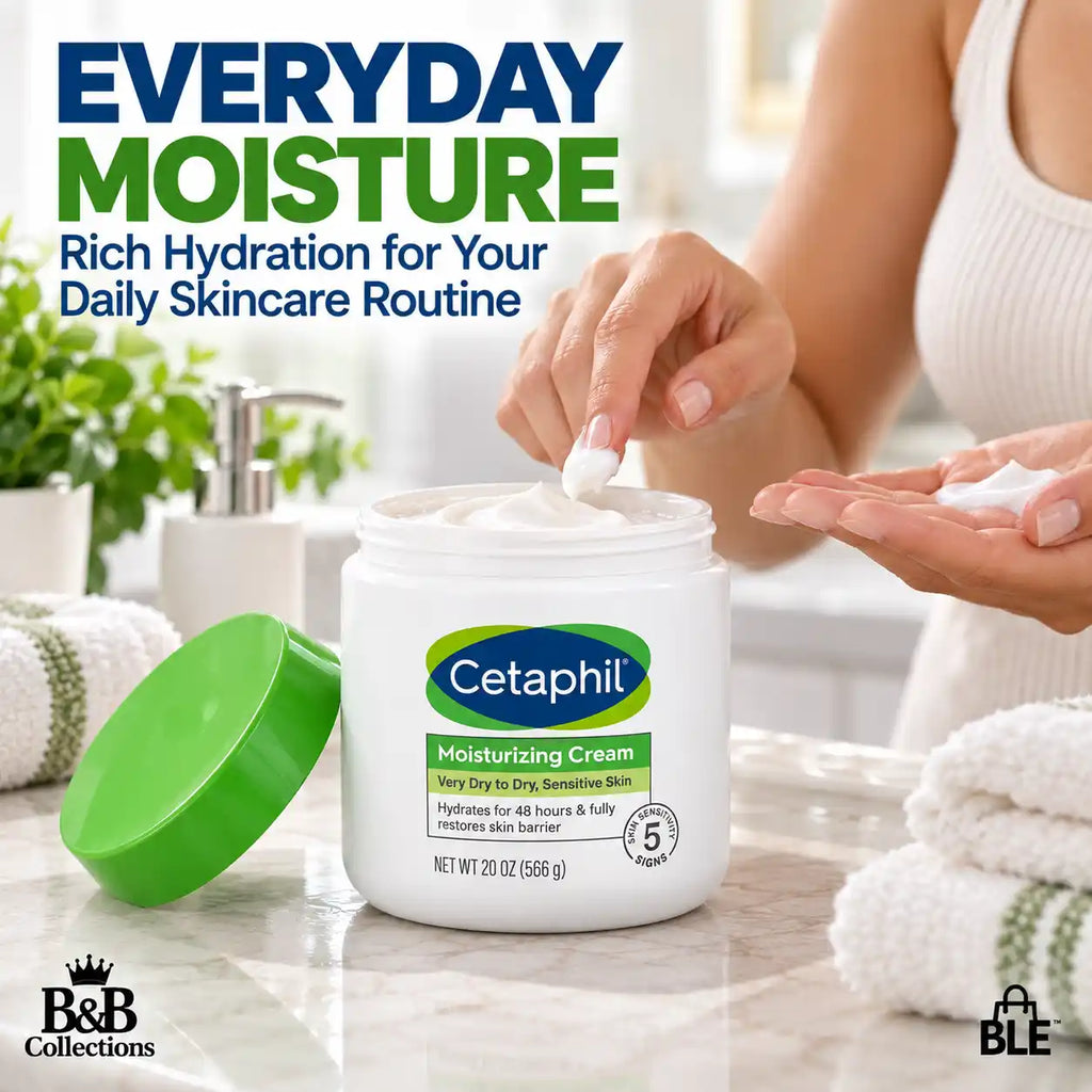 Cetaphil Moisturizing Cream for Very Dry to Dry Sensitive Skin, 48-Hour Hydration & Skin Barrier Support, 20 oz (566 g)