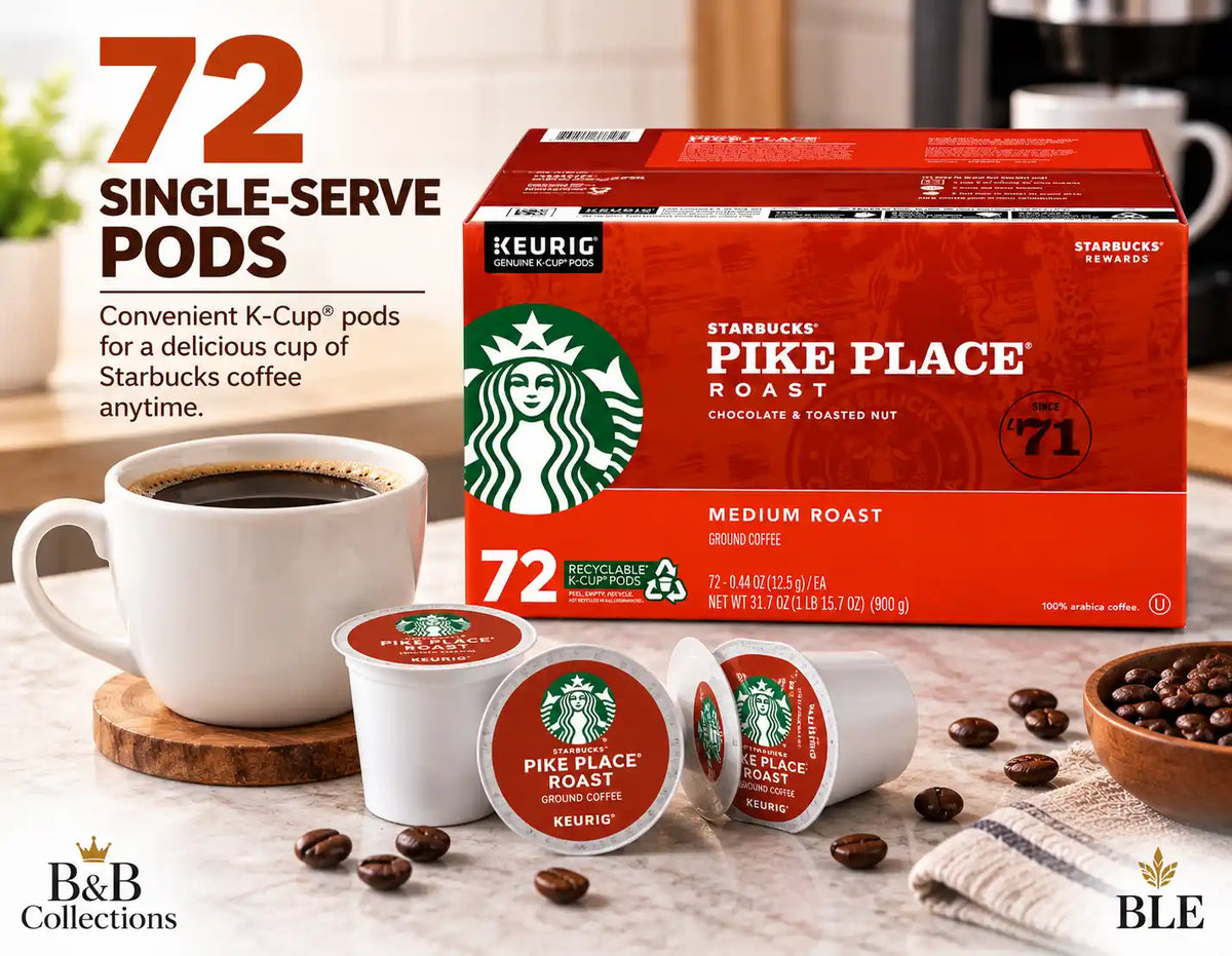 Starbucks Pike Place Roast Medium Roast Coffee, Keurig K-Cup Pods, Chocolate & Toasted Nut Notes, 100% Arabica Coffee, 72 Count