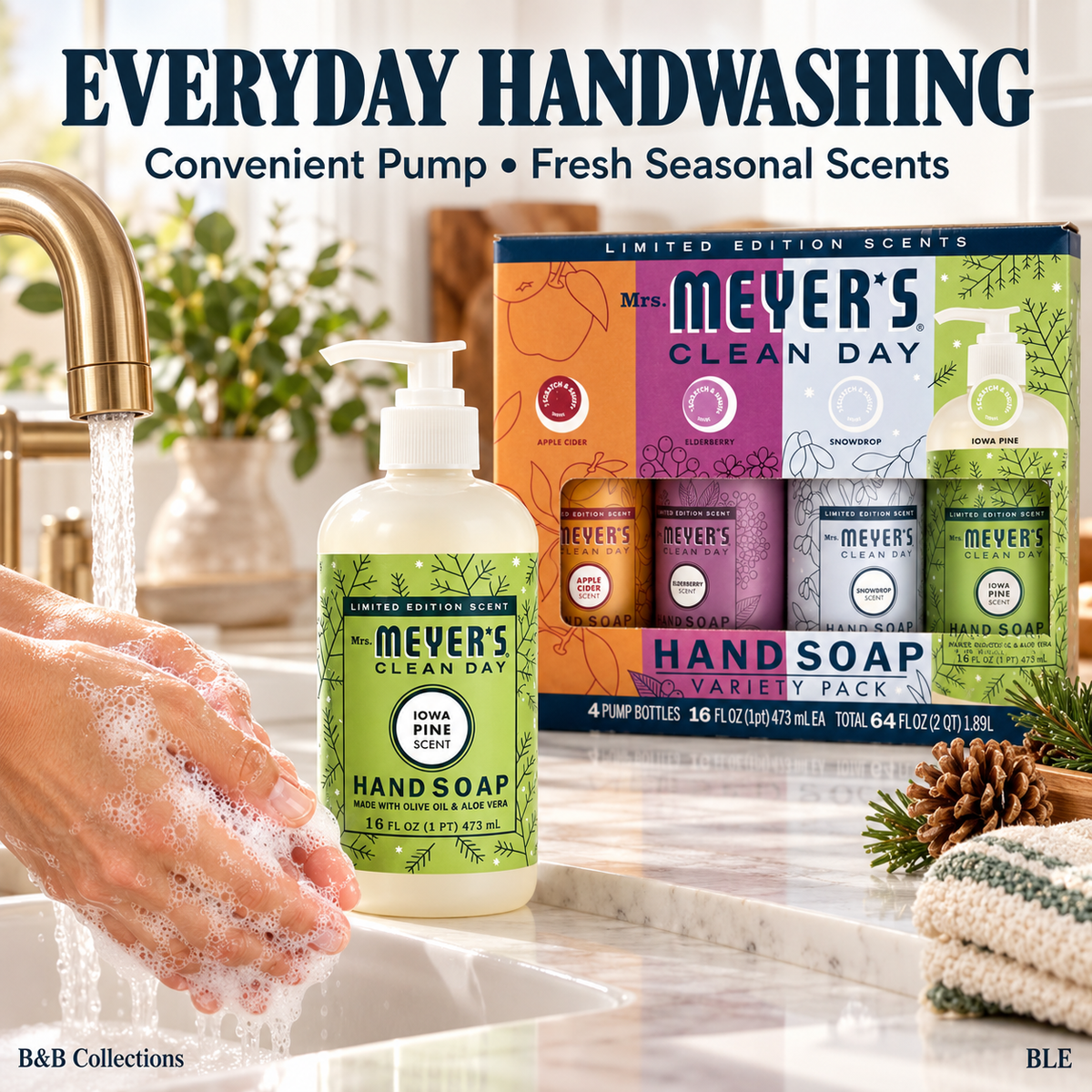 Mrs. Meyer’s Clean Day Hand Soap Variety Pack, Limited Edition Scents, 16 fl oz Each, 4 Count